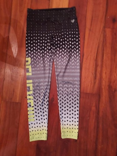 Justice sz girls 14 neon green yellow black BELIEVE leggings guc, womens S also! - Picture 4 of 5