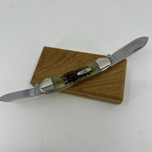 Case XX Vintage Canoe Knife 3 dot Mint 62131 Bone Green Brown Folding Knife