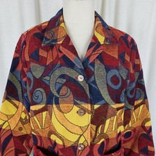 Travel Smith Woven Abstract Tapestry Blazer Jacket Womens S Art To Wear Striped