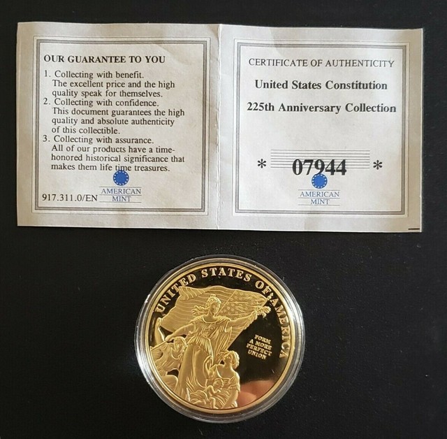 United States Constitution 24k Gold Layered American Mint Coin eBay