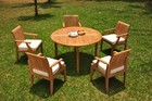 DSLG A-Grade Teak 6pc Dining Set 52" Round Table 5 Arm Chair Outdoor Patio