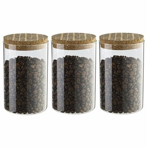3 X Typhoon Monochrome Glass Tea Coffee Sugar Canisters Kitchen