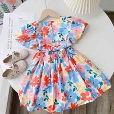 Floral Bubble-Sleeved Girl Skirts Fashion Square Collar Dress Cute Ladies Summer