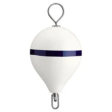 Polyform 17" CM Mooring Buoy w/SS Iron - White Blue Stripe CM-3-SS WHT W/STR/...