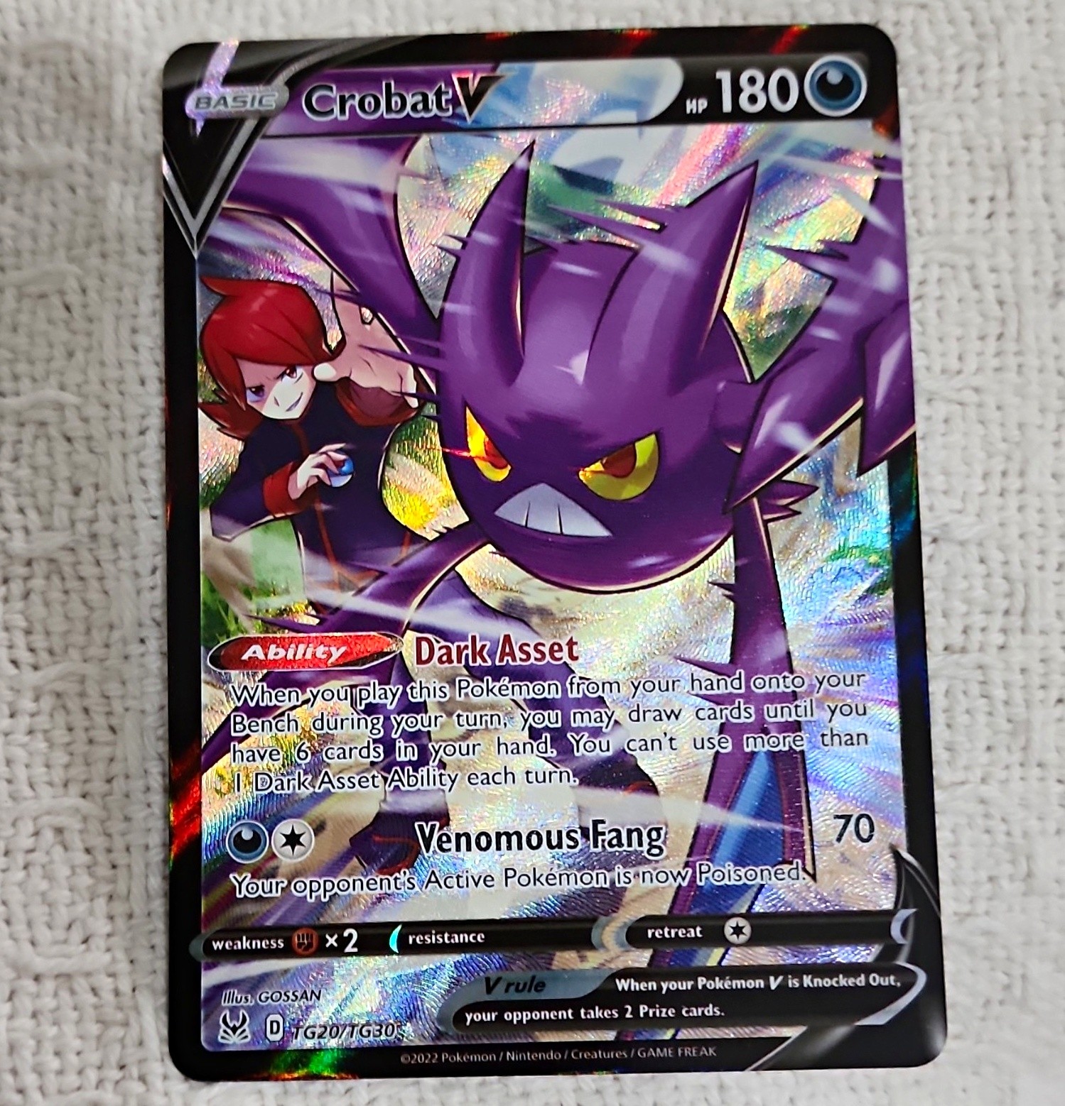 Pokemon TCG Crobat V TG20/TG30 Lost Origin TG Ultra Rare Full Art Holo