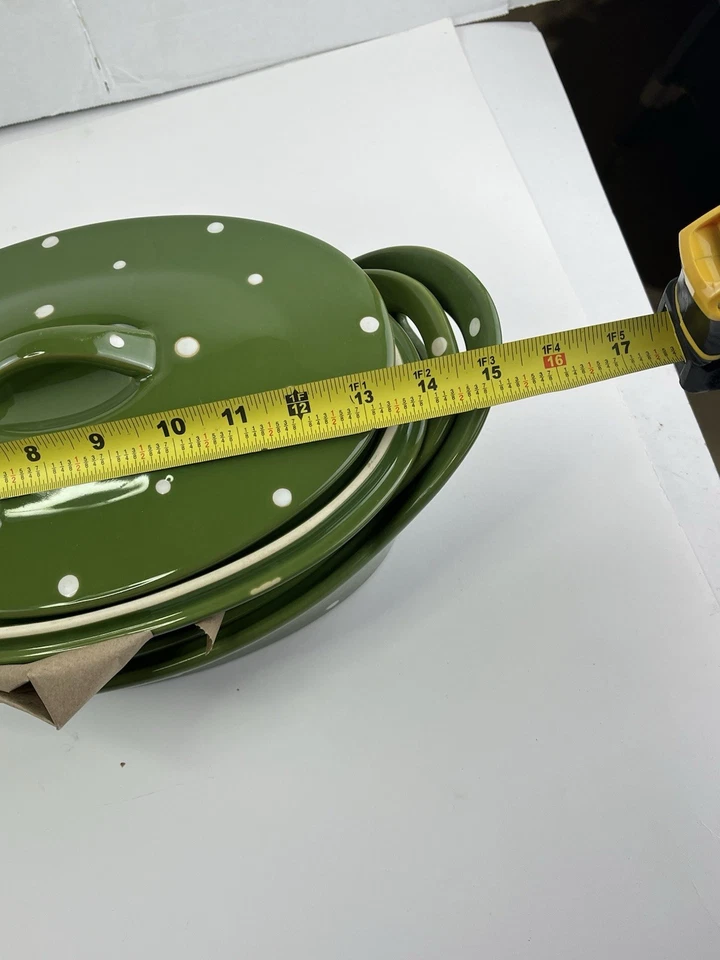 2 Cazuela Maxwell & Williams Cubierta con Espolvorea Verde Blanco Punteado V B Foto 3 de 4