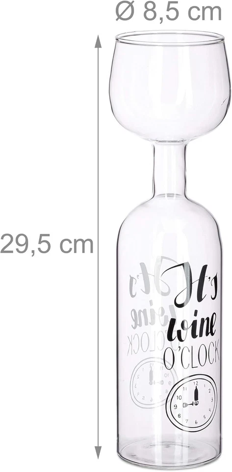Relaxdays Bottiglia E Bicchiere in Vetro per Vino, XL, Con Scritta Decorativa, R - Immagine 4 di 4