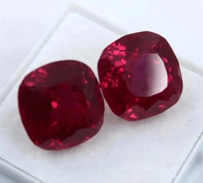 Pair Ruby Blood Red Color Square Cut 18-19 Ct CERTIFIED Natural Loose Gemstone
