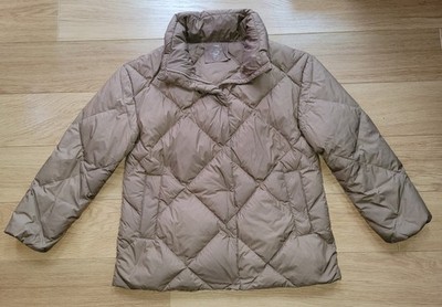Ladies M&S Quilted DOWN Zip Jacket Puffer BREATHABLE Stormwear SIZE 12 Beige Tan