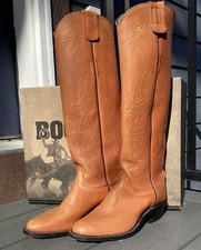 Men’s Olathe 20” Tall Size 8.5E Light Brown Polo Cowboy Western Boots USA Made