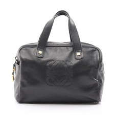 LOEWE Anagram Mini Boston Bag Leather Black Gold Hardware #RC3719