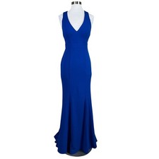 AQUA Women's Formal Dress Size 0 Blue Backless A-Line Bow Accent Evening Gown