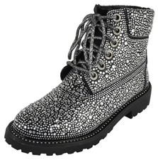 Forever Women Rhinestone Bling Ankle Combat Boot Sparkly Booties WONDERFUL Black