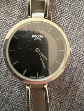 Boccia Titanium Damen Quarz Titan Uhr silber/schwarz Saphirglas 5 BAR …