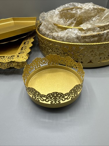 10 Pieces Gold Cake Stand Set, Metal Round Cupcake Holder - Picture 4 of 9