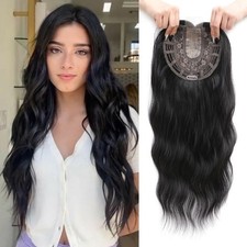 Black Long Wavy 20in Women Premium Hair Topper