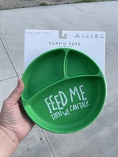Tunno Tots by Bella Tunno Sectioned Suction Plate Feed Me Then We Can Talk Green