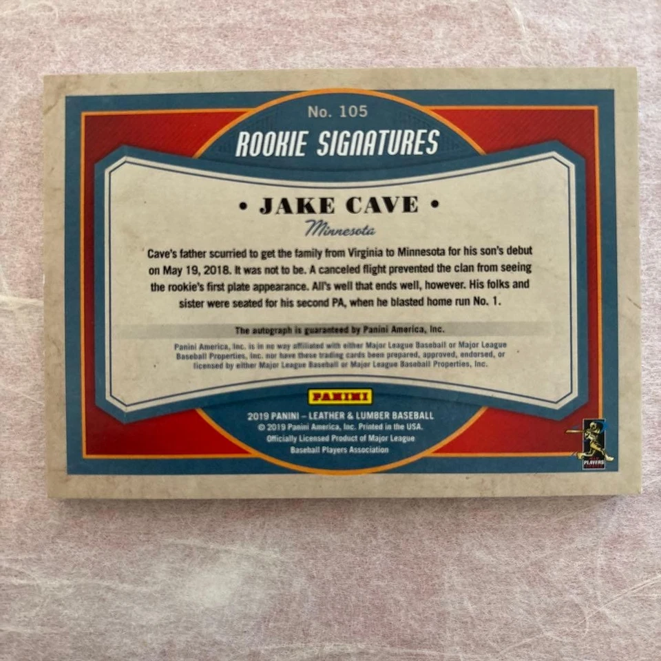 MLB panini Jake Cave RC auto 1/5 - Image 2 of 2