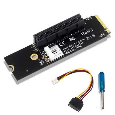 NGFF M.2 to PCI-E 4X SATA Power Riser Compatible with X1 X4 X8 X16 Pci-E Interfa