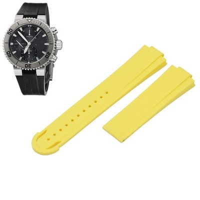 Aquis 7655 07 4 26 33NB 26mm Yellow Rubber Watch Strap For Oris