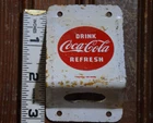 COCA COLA DRINK REFRESH POP BOTTLE OPENER SIGN COKE VINTAGE 1950s PAINTED METAL