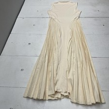 SheIn Dress Womens M White Mock Neck Pleated Maxi Fit & Flare Satin Gown