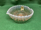 Vintage FENTON PINK OPALESCENT GLASS HEART SHAPE DISH Original Paper Label Exc.