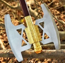 Handmade Double Head Battle Axe Medieval Viking Warrior Replica Wooden HandleGif