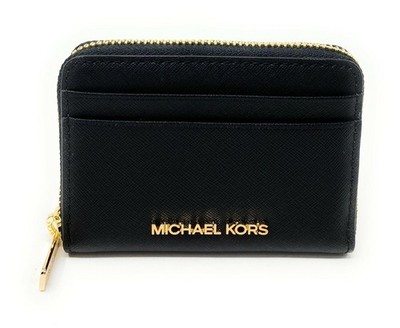 Michael Kors Jet Set Travel Medium Zip Around Card Case Credit Card Wallet Black