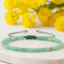 Natural Green Aventurine Bracelet Gemstone Beaded Dainty Healing Bracelet Gift