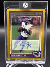 2024 Score #183 Justin Jefferson Signatures Gold Zone #/50