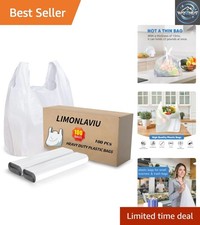 100 Pack Heavy Duty Plastic T Shirt Shopping Bags with Handles 11x6x21 Inch