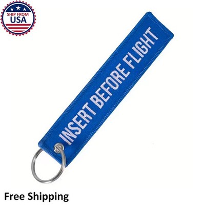 Insert Before Flight Blue Keychain Pilot Aviation Gift Travel Luggage Bag Tag