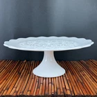 Vintage 1958-1964 Fenton Large Milk Glass "Spanish Lace" Wedding Cake Stand 13"