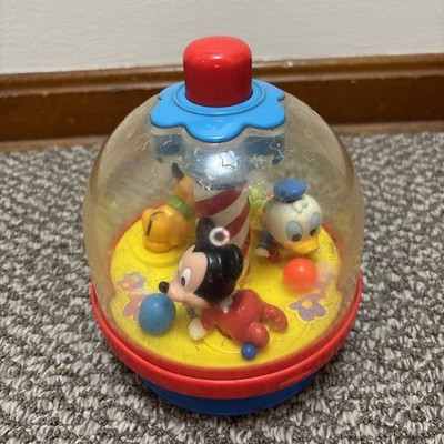 VINTAGE DISNEY BABY MICKEY MOUSE PLUTO DONALD DUCK ARCO SPINNING TOP TOY