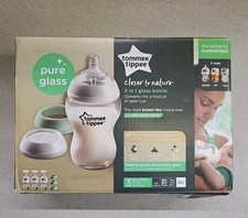 Tommee Tippee Closer to Nature 3 in 1 Convertible Clear Glass Bottles 9 oz 3pk