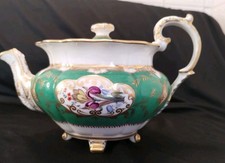 Old Paris Porcelain Teapot Mid 19th Century Hand Painted Flowers Gold Gilt Rare