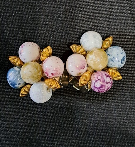 Vintage Shell & Pearlized Look Jewelry Lot Signed Pearlcraft Clip Earrings Etc - Afbeelding 10 van 12