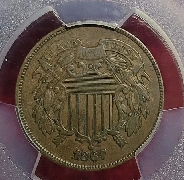 1867 2c. DDO FS 101 Doubled Die Obverse PCGS XF-40 - Image 2 of 4