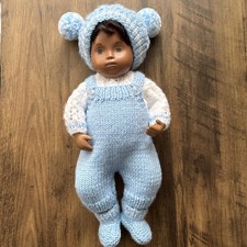 HAND KNITTED SET Of CLOTHES ESPECIALLY FOR 12” BABY SASHA . DOLL NOT INCLUDED.