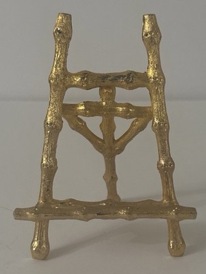 Vtg  Hollywood Regency Style Bamboo Gold Tone Brass Easel Display Stand 5''