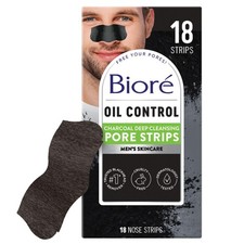 Biore Men's Charcoal Deep Cleansing Pore Strips, 18 Count Pack of 1 , Black