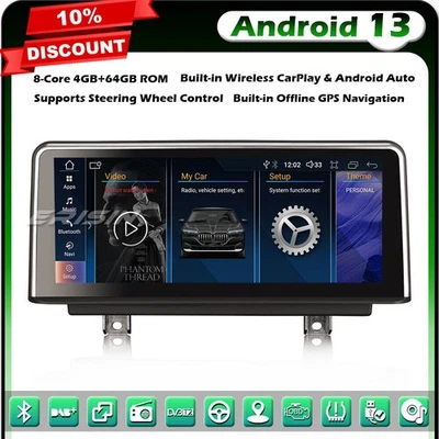 ERISIN 10.25" Android 14 GPS Autoradio CarPlay BMW 3 Série F30 F31 F34 4 Série F32 DAB+