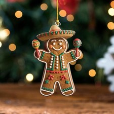 Mexican Gingerbread Ornament, Sombrero Cookie Ornament, Fiesta Christmas