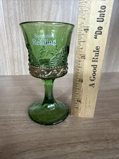Antique Reading Pennsylvania PA Souvenir Emerald Green Glass Goblet Nice
