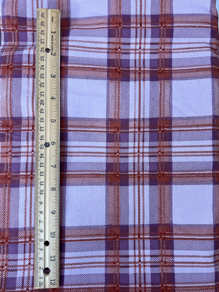 Plaid Print Cotton Fabric 4 Yards 44" Wide Orange Multicolor Medium Weight - Image 2 of 4