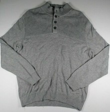 CLUB ROOM Soft Grey Heather Quarter Button Pullover Sweater NEW Small S