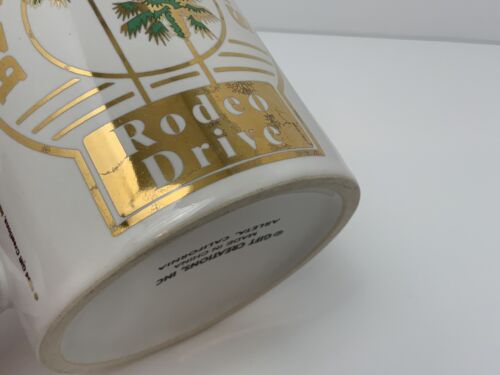 Tazza caffè Beverly Hills Rodeo Drive vintage anni 90 bianca con oro e verde - Foto 9 di 12