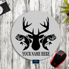 DEER BUCK HEAD BASS FISH PERSONALIZED YOUR NAME GRAY PC DESK MAT MOUSE PAD GIFT