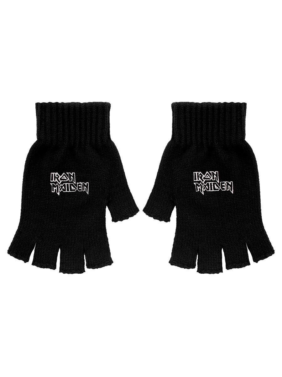 Iron Maiden Gloves Logo Fingerless Black